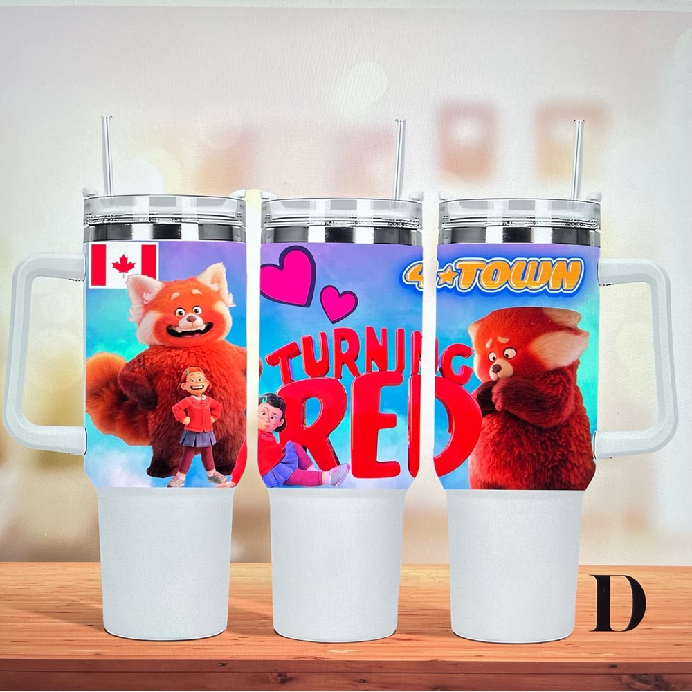 Custom made Disney Turning Red red panda Tumbler Brand New 40 oz double wall - Picture 10 of 10